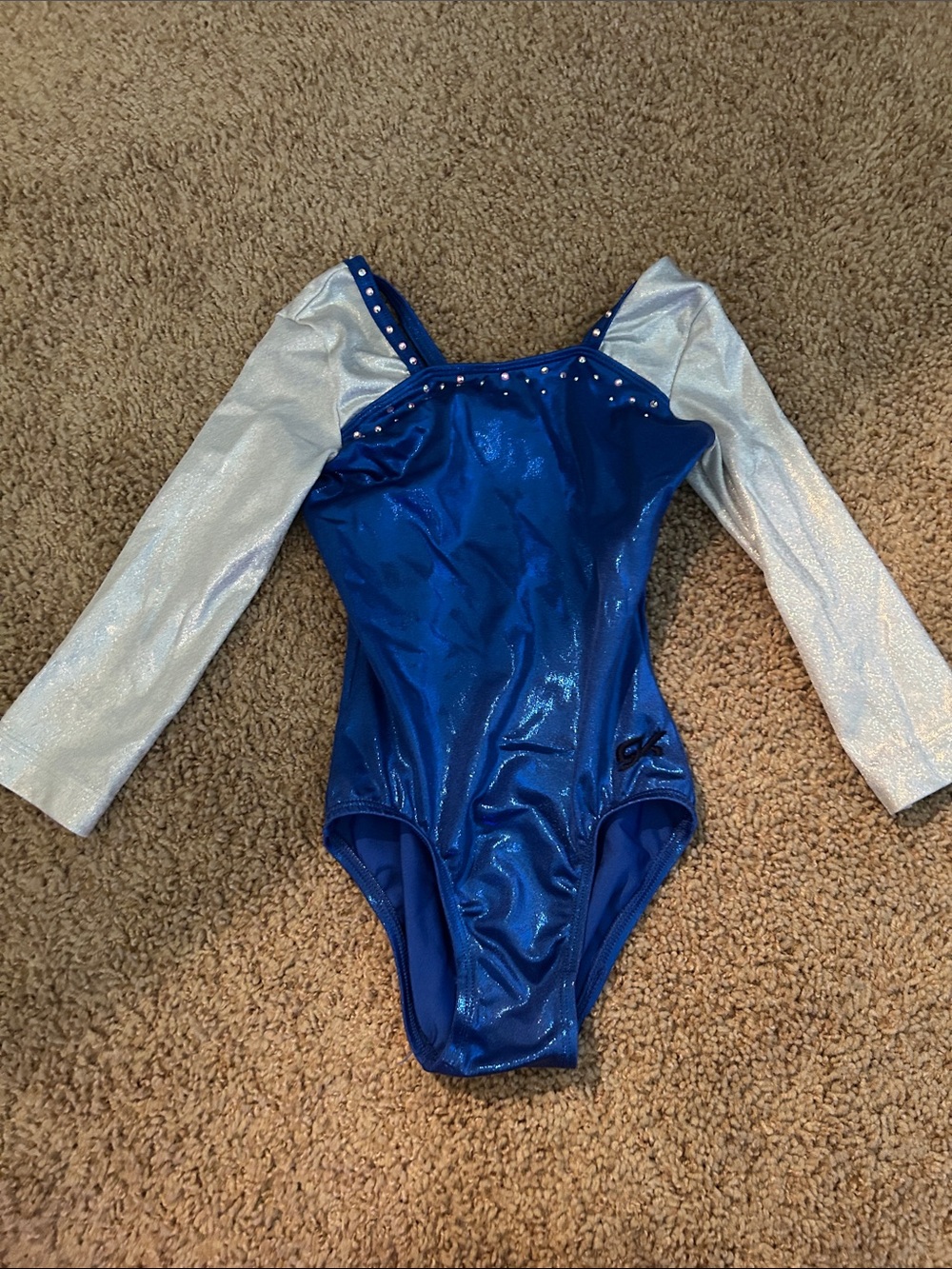 GK Blue and Silver Long Sleeve Dance Leotard